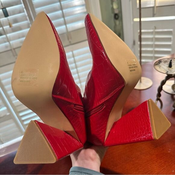 EGO Global Flare Heel Ankle Boots in Red Croc Size 8 - UK 6 - Picture 9 of 10